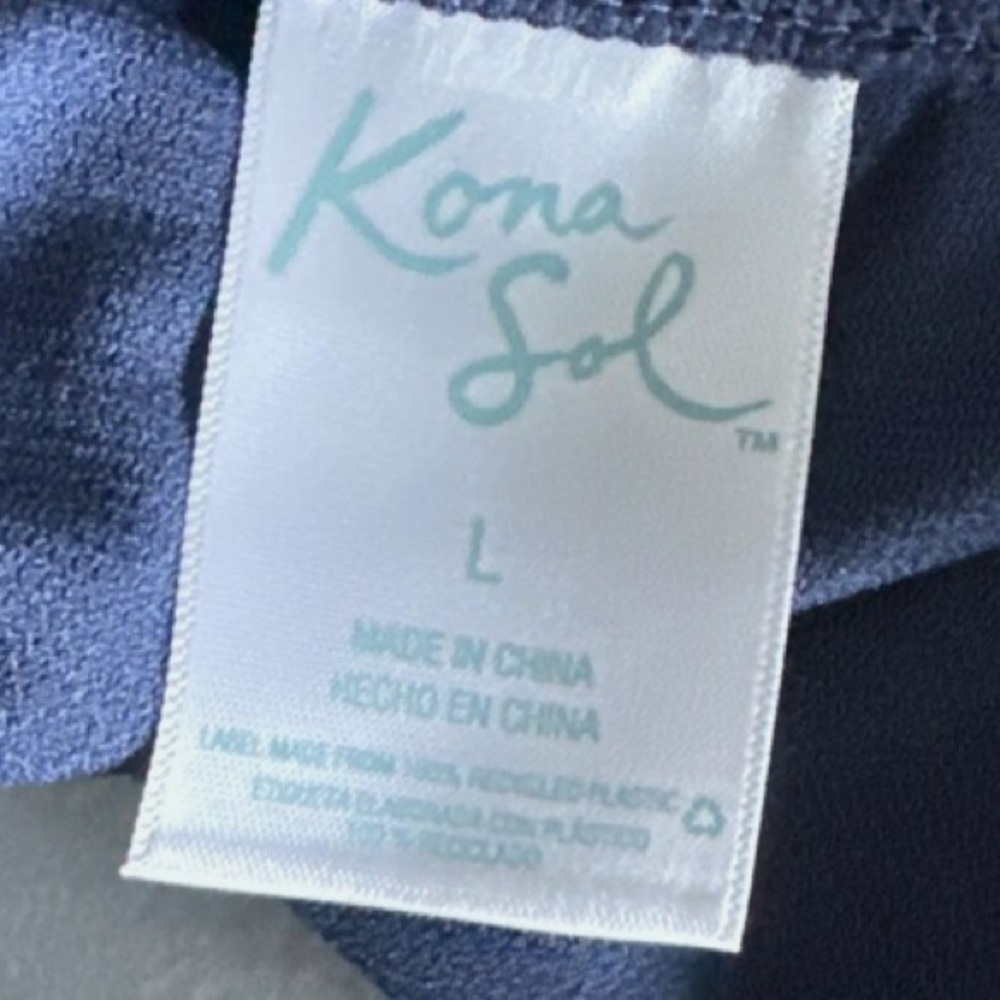 Kona Sol Oxford Blue Double Tab Hipster Swim Bottoms AFA43B Large NEW - Picture 4 of 7